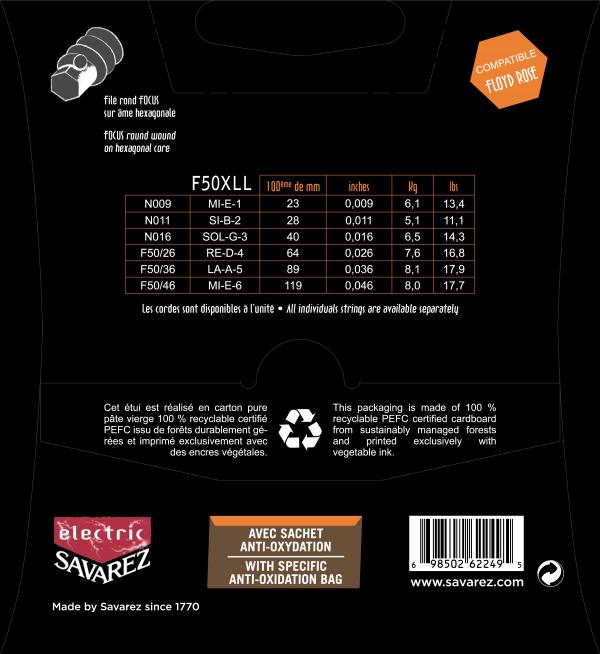 SAVAREZ FOCUS F50XLL struny pro elektrickou kytaru 009-046