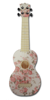 AUDIANA sopránové ukulele, květinový vzor, WH
